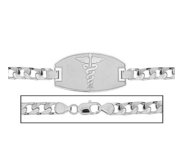 Solid 14K White Gold Women s Curb Link Medical ID Bracelet