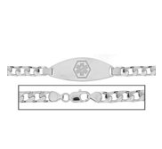 Solid 14K White Gold Women s  Curb Link Medical ID Bracelet