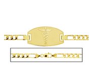 Solid 14K Yellow Gold Women s Figaro Link Medical ID Bracelet