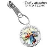 Exclusive Zipper Pull Saint Christopher Color Religious Medal