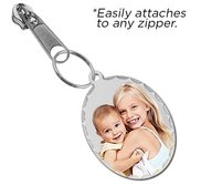 Exclusive Zipper Pull Medium Oval Pendant with Diamond Cut Edge Photo Charm