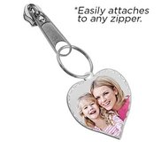 Exclusive Zipper Pull Medium Heart Photo Pendant Charm with Diamond Cut Edge