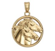 Racing Horses on a Round Frame Horse Jewelry Pendant or Charm