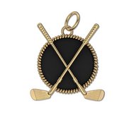 Clubs Round Rope Frame with Onyx Golf Jewelry Pendant or Charm