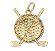 Golf Ball   Clubs Round Rope Frame Golf Jewelry Pendant or Charm