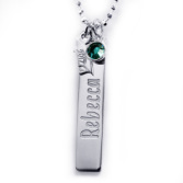 Gradutation Vertical Name Bar with Custom Birthstone   2017 Charm  Includes 18  Chain