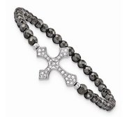 Sterling Silver Sideways Cross Stretch Bracelet