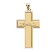 Personalized Cross Medal w  Name   Chain Included