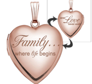 14k Rose Gold Family Love Heart Photo Locket