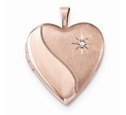 Rose Gold Plated Heart Photo Locket with Cubic Zirconia