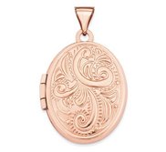 14k Rose Gold Floral Oval Photo Locket