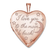 Rose Gold Plated   To The Moon   Back  Heart Photo Locket