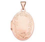 14k Rose Gold Floral Oval Photo Locket