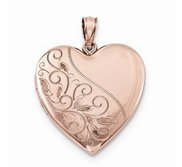 Rose Gold Plated Floral Heart Photo Locket