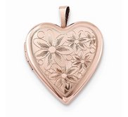 Rose Gold Plated Floral Heart Photo Locket