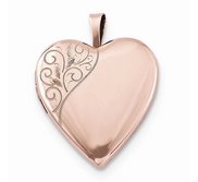 Rose Gold Plated Floral Heart Photo Locket