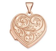 14k Rose Gold Floral Heart Photo Locket