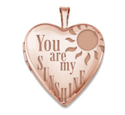 Rose Gold Plated You Are My Sunshine Heart Photo Locket