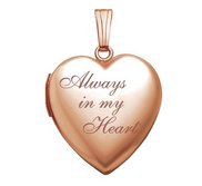 14k Rose Gold Always In My Heart Photo Locket