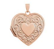 14k Rose Gold Floral Heart Photo Locket