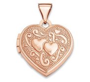 14k Rose Gold Double Heart Photo Locket