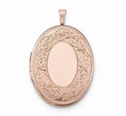 Rose Gold Plated Floral Oval Photo Locket