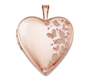 Rose Gold Plated  Butterflies  Heart Photo Locket