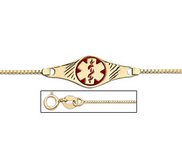 14K Gold Medical ID Anklet With Enamel