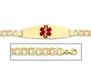 14K Gold Medical ID Bracelet w  Curb Chain with Enamel