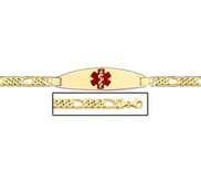 14K Gold Medical ID Bracelet w  Figaro Chain with Enamel