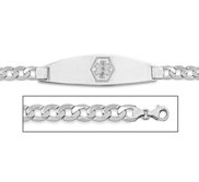 Sterling Silver Medical ID Bracelet w  Curb Chain