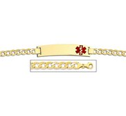 14K Gold Medical ID Bracelet w  Curb Chain with Enamel