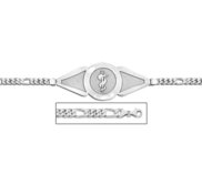 Sterling Silver Medical ID Bracelet w  Figaro Chain