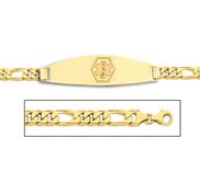 14K Gold Medical ID Bracelet w  Figaro Chain