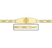 14K Gold Medical ID Bracelet w  Figaro Chain