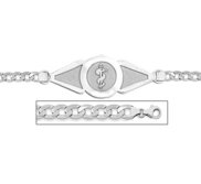 Sterling Silver Medical ID Bracelet w  Curb Chain