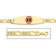 14K Gold Medical ID Bracelet w  Figaro Chain with Enamel