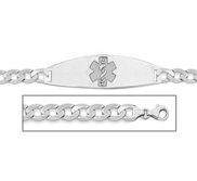 Sterling Silver Medical ID Bracelet w  Curb Chain