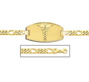 14K Gold Medical ID Bracelet w  Figaro Chain