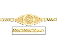 14K Gold Medical ID Bracelet w  Figaro Chain