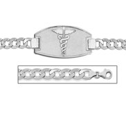 Sterling Silver Medical ID Bracelet w  Curb Chain