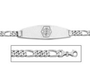 Sterling Silver Medical ID Bracelet w  Figaro Chain