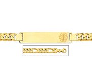 14K Gold Medical ID Bracelet w  Figaro Chain with Enamel