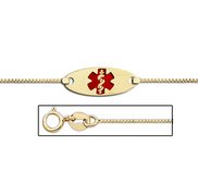 14K Gold Medical ID Anklet with Enamel