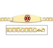 14K Gold Medical ID Bracelet w  Curb Chain with Enamel