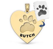 Personalized Heart Shape Paw Print Medal