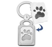 Rectangle Stainless Steel Paw Print Keychain