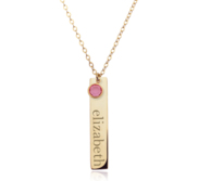 Personalized Vertical Name Bar with Birthstone Charm   18  Chain