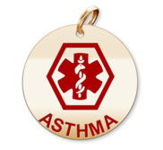 Medical Round Asthma Charm or Pendant