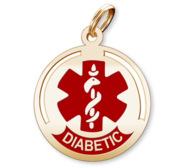 Round Diabetic Charm or Pendant